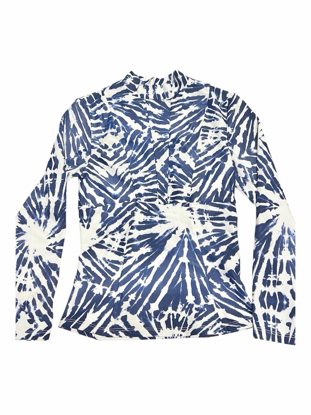 NEW Mikoh “Lowers” Women’s Long Sleeve Rash Guard Swim Shirt in blue/white XS